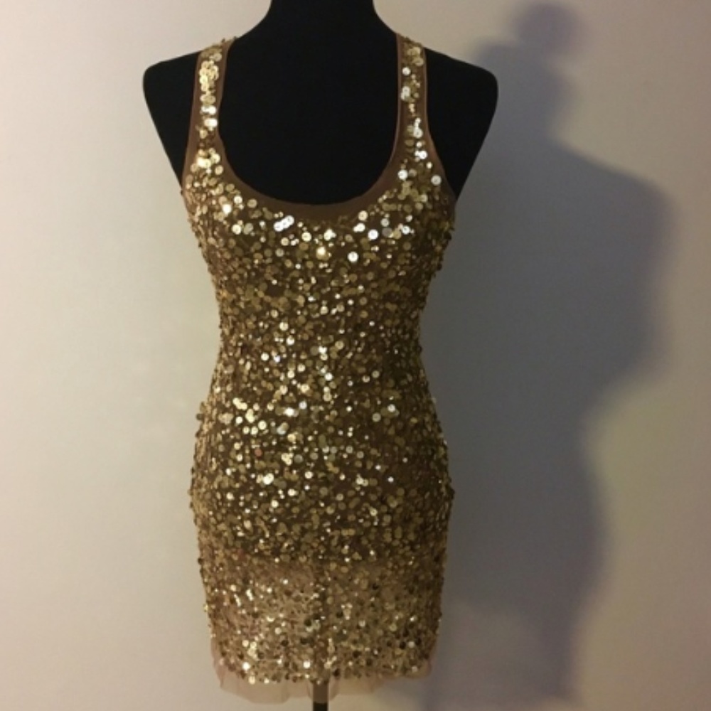 Arden B Gold Sequin Dress